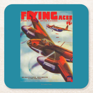 Hoesje van het Flying Aces Magazine 5 Vierkante Kartonnen Onderzetter