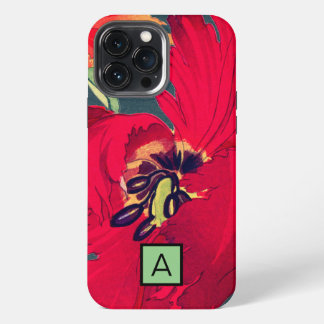 HOESJE VOOR IPHONE JAPANSE PAPAVER AANGEPASTE INIT iPhone 13 PRO MAX HOESJE