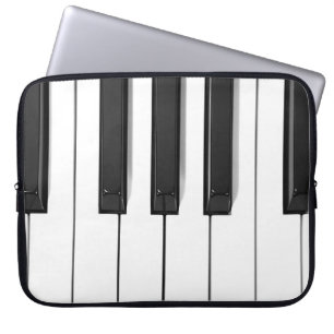 Hoesje voor zwart-wit pianotoetsenbord laptop sleeve