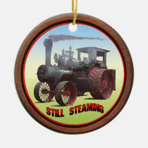 Hoesjes tractor 'nog steeds stomen' keramisch ornament