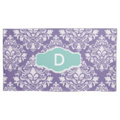 Hoesjes van Monogram Paarse Damask Pillow Kussensloop (Voorkant-Links)