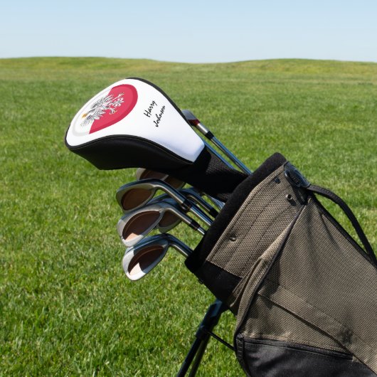 Hoesjes van Poolse vlaggen en golfclubs met monogr Golfheadcover (Insitu)