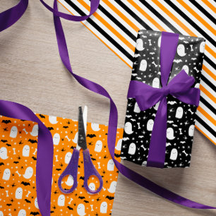 Hoesten en katten Sinaasappel Halloween Inpakpapier Vel