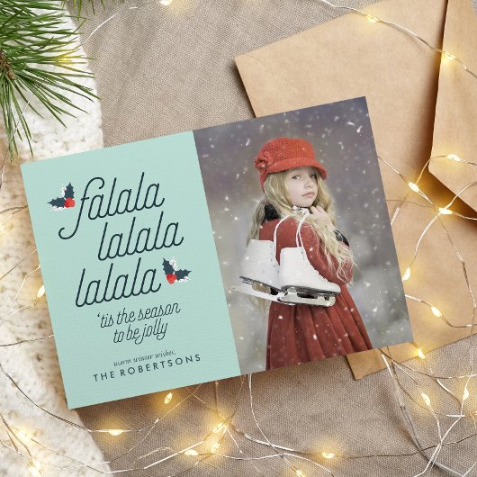 Hoesten van Holly-kerstfoto Feestdagenkaart