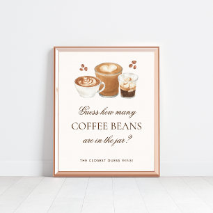Hoeveel bonen koffie Vrijgezellenfeest spel teken Poster