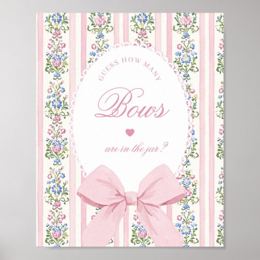 Hoeveel Bows Guessing Game Coquette Bow Pink Poster (Voorkant)