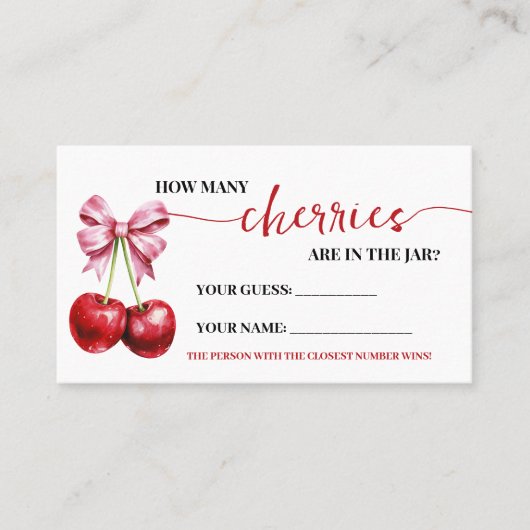 Hoeveel Cherries Roze Coquette Baby Game Kaart Plaatskaartje (Voorkant)