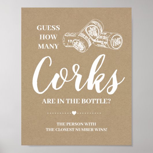 Hoeveel corks vrijgezellenfeest rustige game-teken poster (Voorkant)