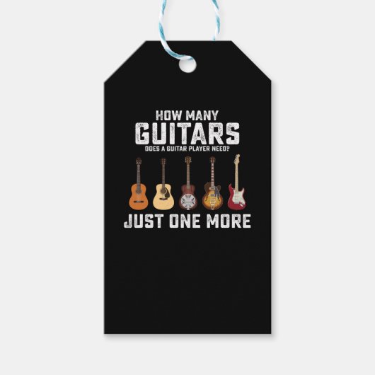 Hoeveel gitaren heeft een gitaarspeler nodig cadeaulabel (Voorkant)
