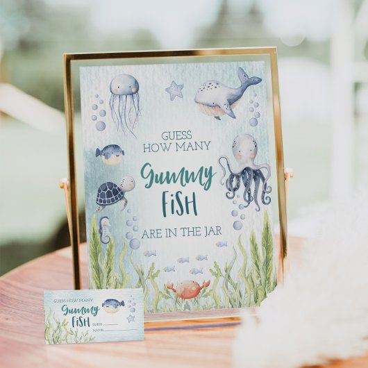 Hoeveel Gummy Fish Baby shower Game Kaarten