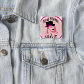 hoeveel hebben we ? Mustache en bovenste hoed Vierkante Button 5,1 Cm (In situ)
