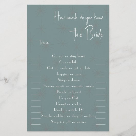 Hoeveel kent u de Bride Trivia Flyer? Flyer (Voorkant)