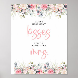 Hoeveel kisses bloesem Vrijgezellenfeest teken Poster