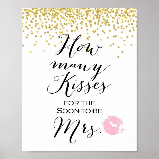 Hoeveel Kisses Game Sign Poster (Voorkant)