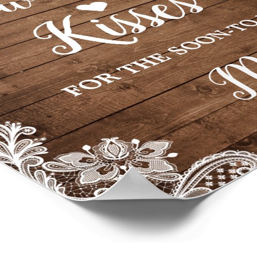 Hoeveel Kisses Rustic Vrijgezellenfeest Game Sign Poster (Hoek)