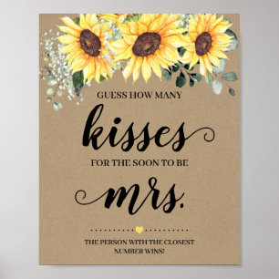 Hoeveel Kisses voor binnenkort Mrs Sunflower Sign Poster