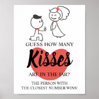 Hoeveel Kisses Vrijgezellenfeest Game Sign