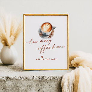 Hoeveel koffiebonen Bruidsmeisje Shower Spel Poster