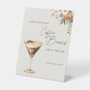Hoeveel koffiebonen Espresso Martini Douche Reclamebord Met Voetstuk