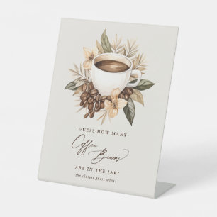 Hoeveel koffiebonen Floral Coffee Vrijgezellenfees Reclamebord Met Voetstuk