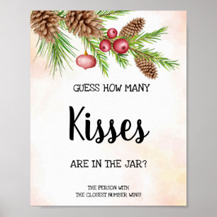 Hoeveel Kusjes Kerst Bruiloft Bruidsborrel Spel Bo Poster