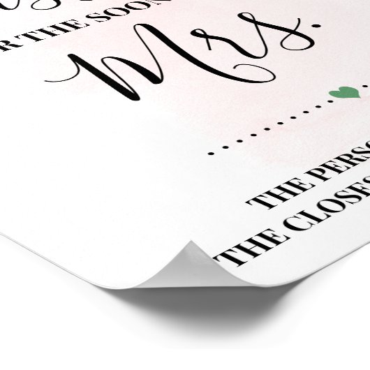 Hoeveel Kusjes voor de Aankomende Mrs Roze Bruispa Poster (Hoek)