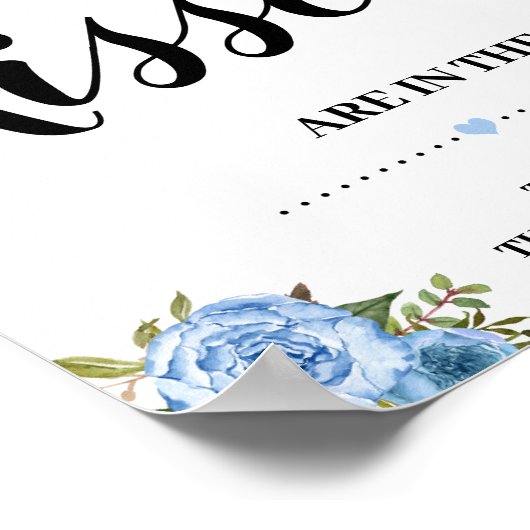 Hoeveel Kussen Bruidsfeest Spel Blauwe Bloemen Poster (Hoek)