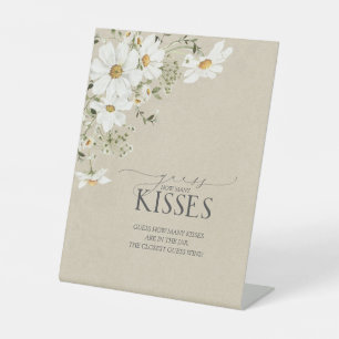 Hoeveel kussen Elegant Rustieke Waterverf Daisy Reclamebord Met Voetstuk