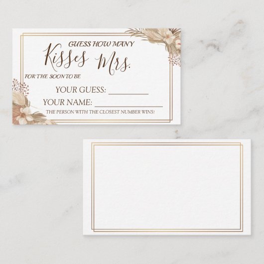 Hoeveel kussen om Mrs.-doucherekaart te worden Plaatskaartje (Voorkant / Achterkant)