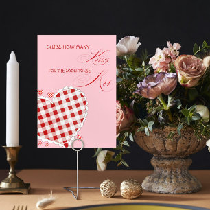 Hoeveel kussen Vrijgezellenfeest Valentijns spel Reclamebord Met Voetstuk