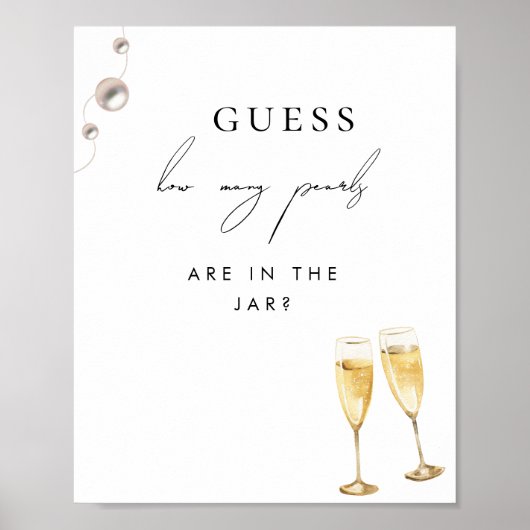 Hoeveel Parels Champagne Vrijgezellenfeest Game Si Poster (Voorkant)