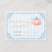 Hoeveel pompoenen Blue Bow Baby shower Informatiekaartje (Voorkant)