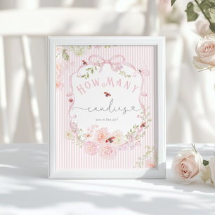 Hoeveel snoepjes Love Bug Wildflower Baby Shower Poster