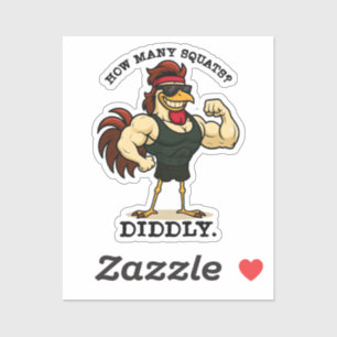 Hoeveel Squats? Niks – Grappige Haan Gym Sticker