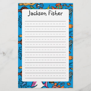 Hoeveel verschillende vissen kun je zien? briefpapier