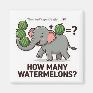 Hoeveel Watermeloenen? Olifant Wiskundespel Magneet