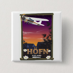Höfn IJsland Vluchtposter Vierkante Button 5,1 Cm