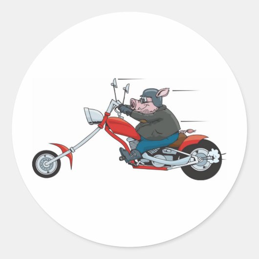 Hog Biker Ronde Sticker (Voorkant)