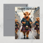 Hog Highland Cow Dudelsack Band Verjaardagskaart Briefkaart (Voorkant / Achterkant)