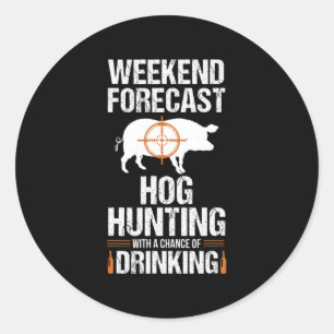 Hog Hunter Pig Gift Weekend Beer Boar Ronde Sticker