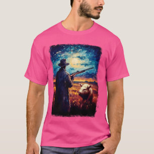 Hog-jager Varkensjacht Sterrennacht Schilderij T-shirt
