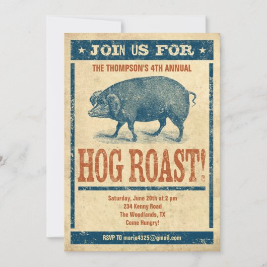 Hog Roast Invitations Kaart (Voorkant)