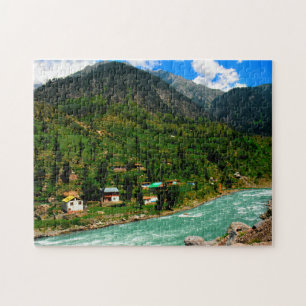 Hoge berg rivieren Pakistan. Legpuzzel