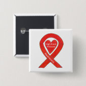 Hoge bloeddruk Bewustmaking Rood hart Vierkante Button 5,1 Cm (Voorkant /achterkant)