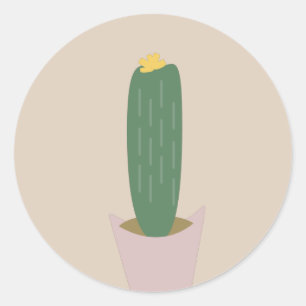 Hoge Cactus Kamerplant Boheemse Stijl Ronde Sticker