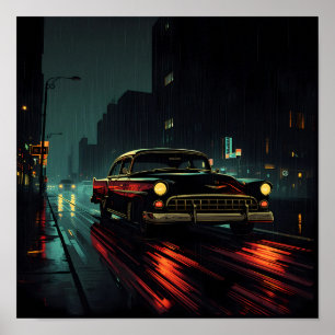 Hoge-Contrast Film Noir: Achterlicht Aandrijfschem Poster