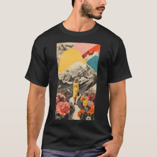 Hoge contrast surrealistische lente collage vrouwe t-shirt