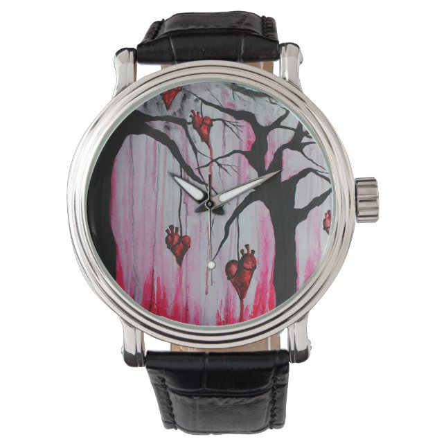 Hoge en Droge Hart Bomen Originele Art Watch Horloge (Voorkant)