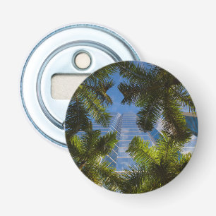 Hoge gebouwen button flesopener
