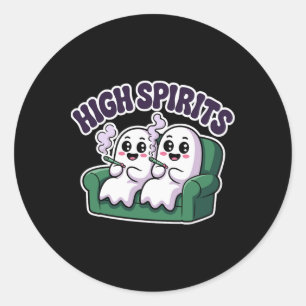 Hoge Geest Grappige Geest Wiet Halloween Humor Ronde Sticker